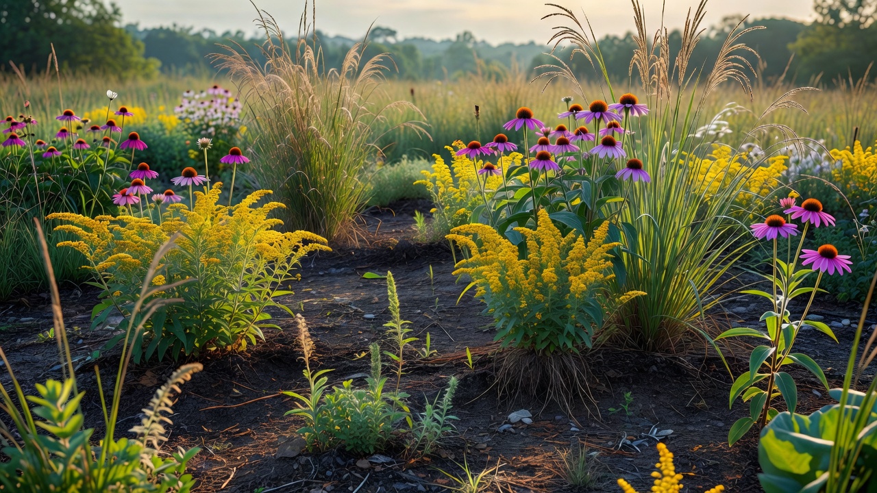 Native rural plants thriving in natural soil