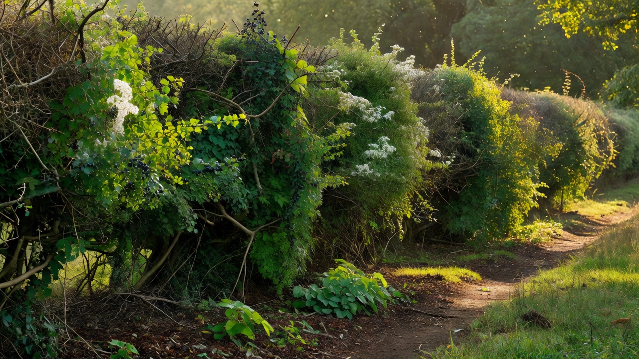 Thick traditional rural hedgerow